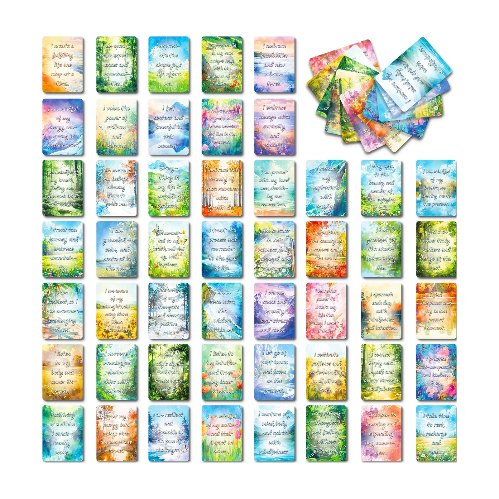 50Pcs Beautiful Watercolor Scenery Inspirational Postcards Positive Energy Cards for Greeting Gift Decoration Office Home
50Pcs Beautiful Watercolor Scenery Inspirational Postcards Positive Energy Cards for Greeting Gift Decoration Office Home