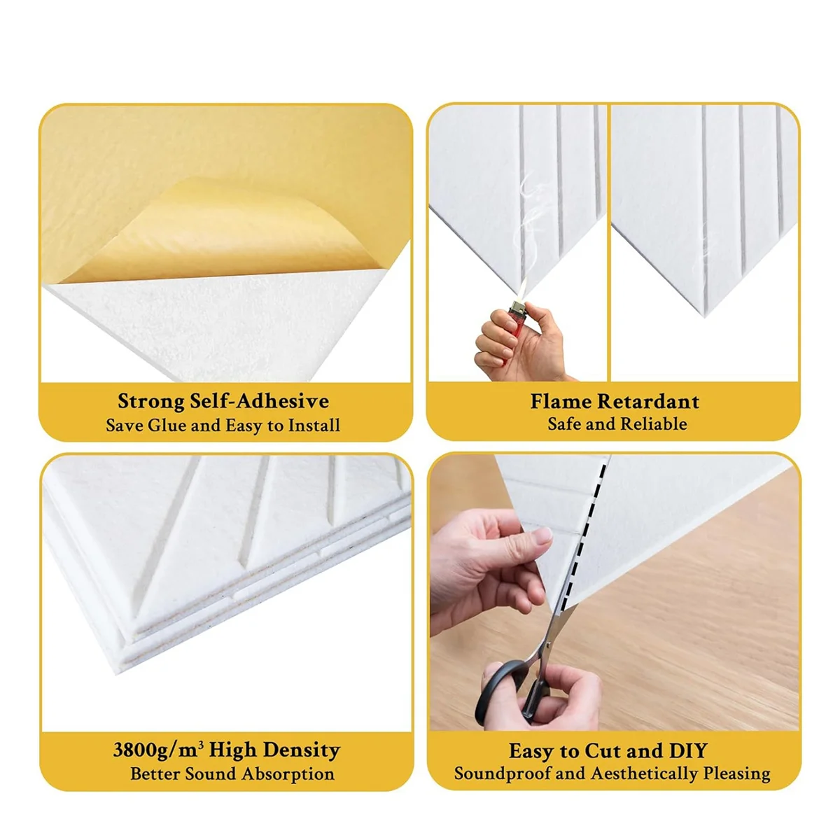 X59A_12 Pack Self Adhesive Acoustic Panels 12X12X0.4Inch, Soundproof Wall Panels for Noise Absorbing White
X59A_12 Pack Self Adhesive Acoustic Panels 12X12X0.4Inch, Soundproof Wall Panels for Noise Absorbing White