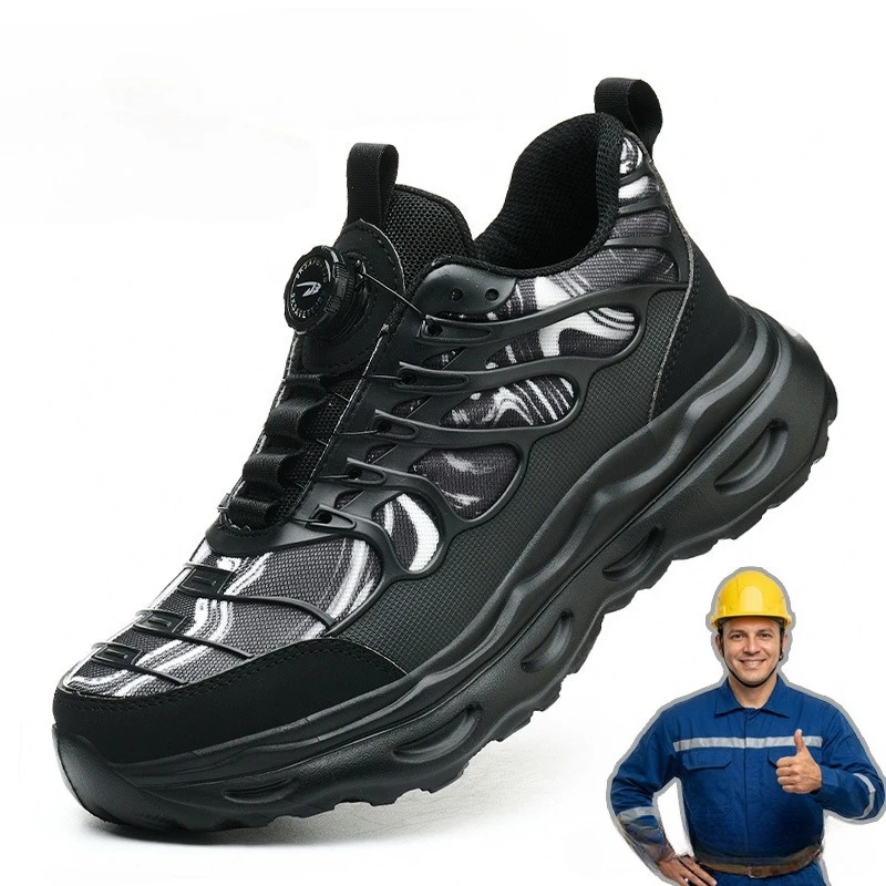 Men's Safety Work Shoes Steel Toe Puncture Resistant Breathable Knit Mesh Buckle Cushion Sole Lightweight Industrial Boots
Men's Safety Work Shoes Steel Toe Puncture Resistant Breathable Knit Mesh Buckle Cushion Sole Lightweight Industrial Boots