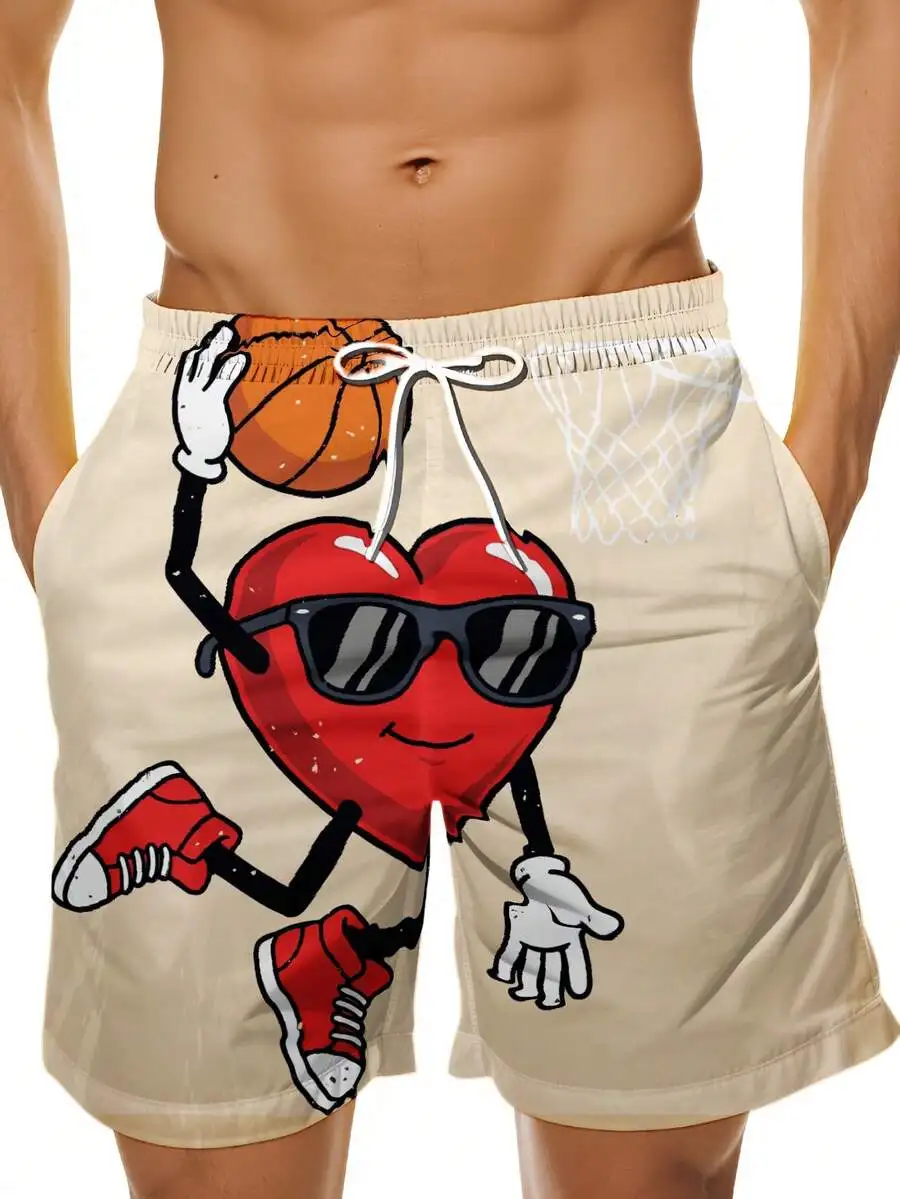 Mens Novelty Heart Cartoon Swim Shorts Featuring Basketball, Sunglasses, and Net Design For Summer Beach Wear
Mens Novelty Heart Cartoon Swim Shorts Featuring Basketball, Sunglasses, and Net Design For Summer Beach Wear
