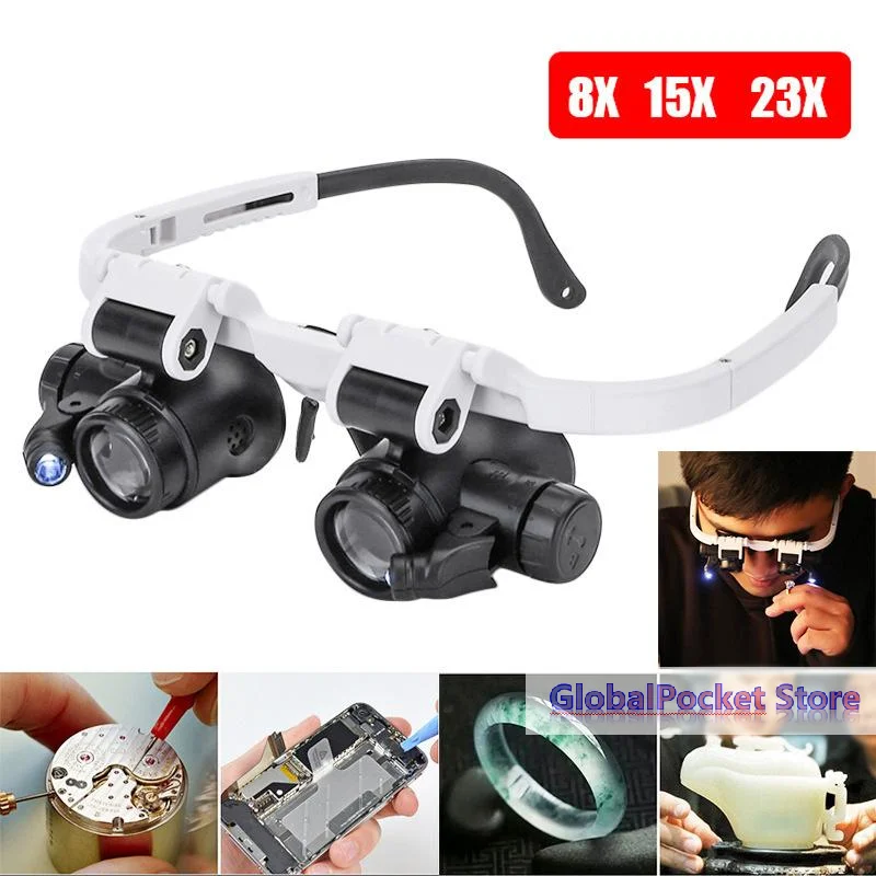 Magnifying Glass 8X/15X/23X Jeweler Watchmaker With LED Light Telescopic Headband Magnifier Glasses Reading Loupes Eyewear
Magnifying Glass 8X/15X/23X Jeweler Watchmaker With LED Light Telescopic Headband Magnifier Glasses Reading Loupes Eyewear