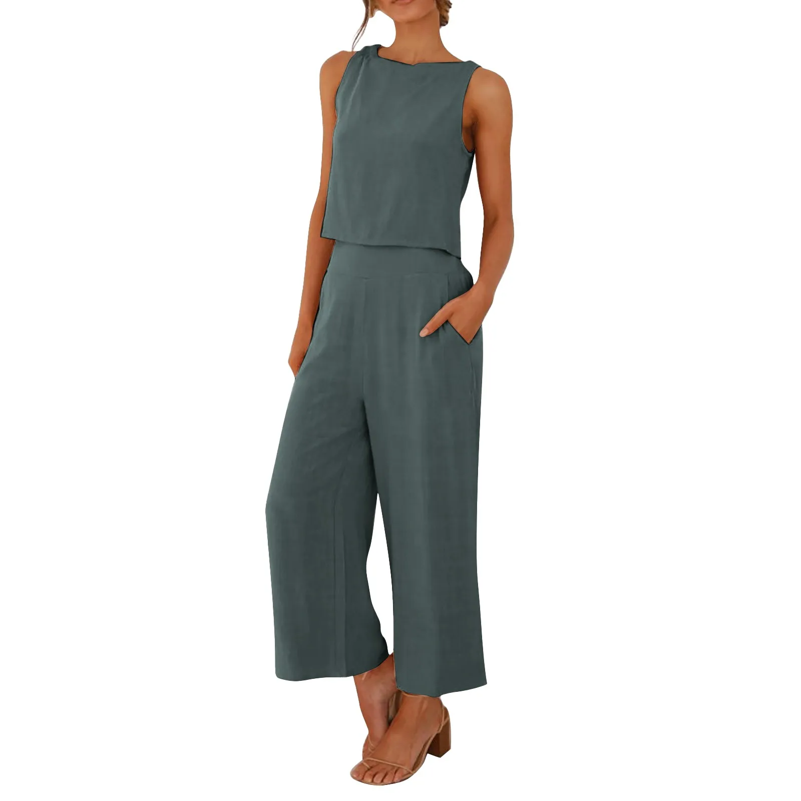 Elegant Casual Two-piece Set For Women Printed Round Neck Sleeveless Top Solid Wide Leg Pants Suit 2024 Chic Office Lady Outfits
Elegant Casual Two-piece Set For Women Printed Round Neck Sleeveless Top Solid Wide Leg Pants Suit 2024 Chic Office Lady Outfits