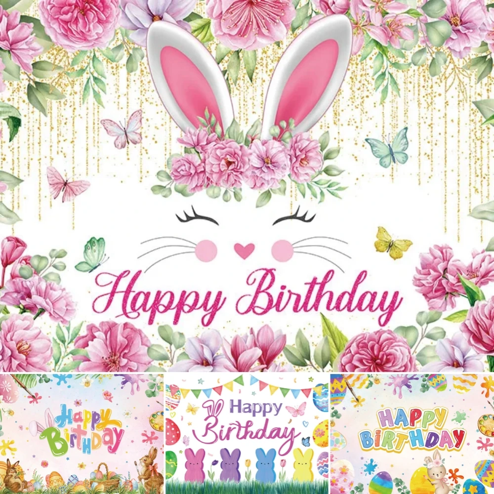 Cartoon Bunny Happy Birthday Backdrops Rabbit Spring Easter Eggs Grass Butterfly Child Birthday Photography Background Studio
Cartoon Bunny Happy Birthday Backdrops Rabbit Spring Easter Eggs Grass Butterfly Child Birthday Photography Background Studio