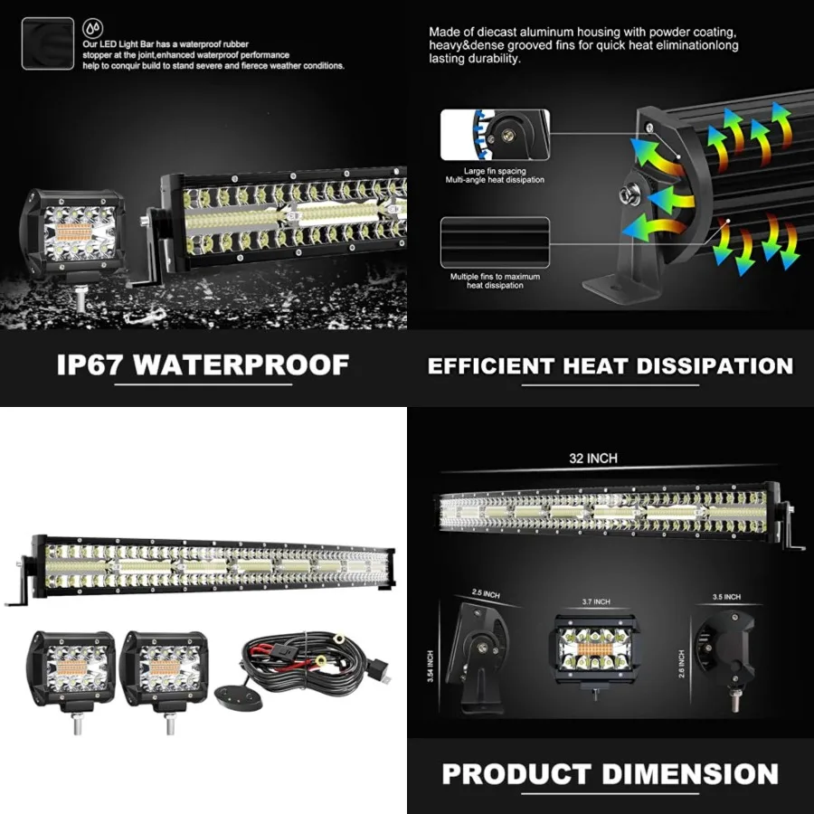 32Inch Curved Led Light Bar Kit+2X 4Inch Led Cube 6 Modes Strobe Light Pods with Wiring Harness Spot Flood Combo Driving Lamp F
32Inch Curved Led Light Bar Kit+2X 4Inch Led Cube 6 Modes Strobe Light Pods with Wiring Harness Spot Flood Combo Driving Lamp F