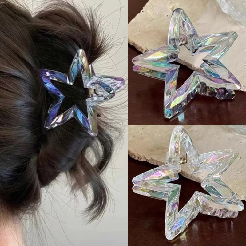 Colorful Hollow Five-Pointed Star Hair Claw Simple Transparent Hairpin Sweet Temperament Girl Hair Clip Fashion Hair Accessories
Colorful Hollow Five-Pointed Star Hair Claw Simple Transparent Hairpin Sweet Temperament Girl Hair Clip Fashion Hair Accessories
