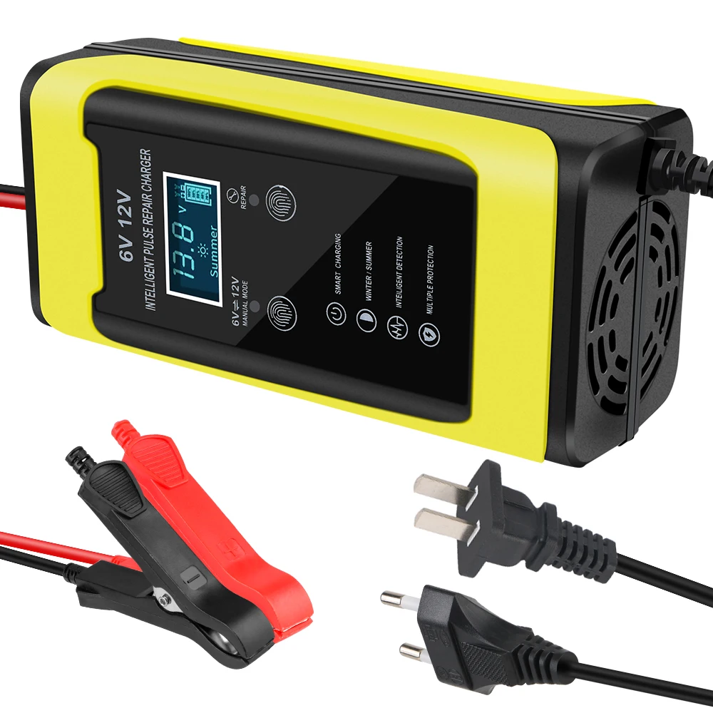 Cycle GEL Lead-Acid Charger Car Battery Charger Auto Motorcycle Smart Fast Charge Universal Pulse Repair LCD Display 6V 12V 6A
Cycle GEL Lead-Acid Charger Car Battery Charger Auto Motorcycle Smart Fast Charge Universal Pulse Repair LCD Display 6V 12V 6A
