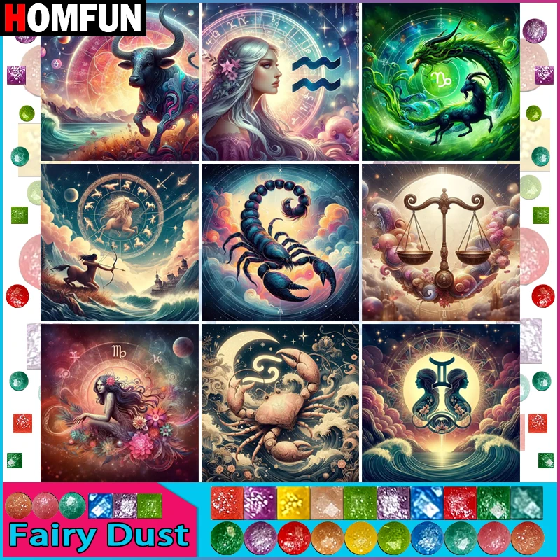HOMFUN Fairy Dust Diamond Painting Full Square/Round Diamond "Constellation Cow Goat" Pattern Embroidery 5D Rhinestone Painting
HOMFUN Fairy Dust Diamond Painting Full Square/Round Diamond "Constellation Cow Goat" Pattern Embroidery 5D Rhinestone Painting