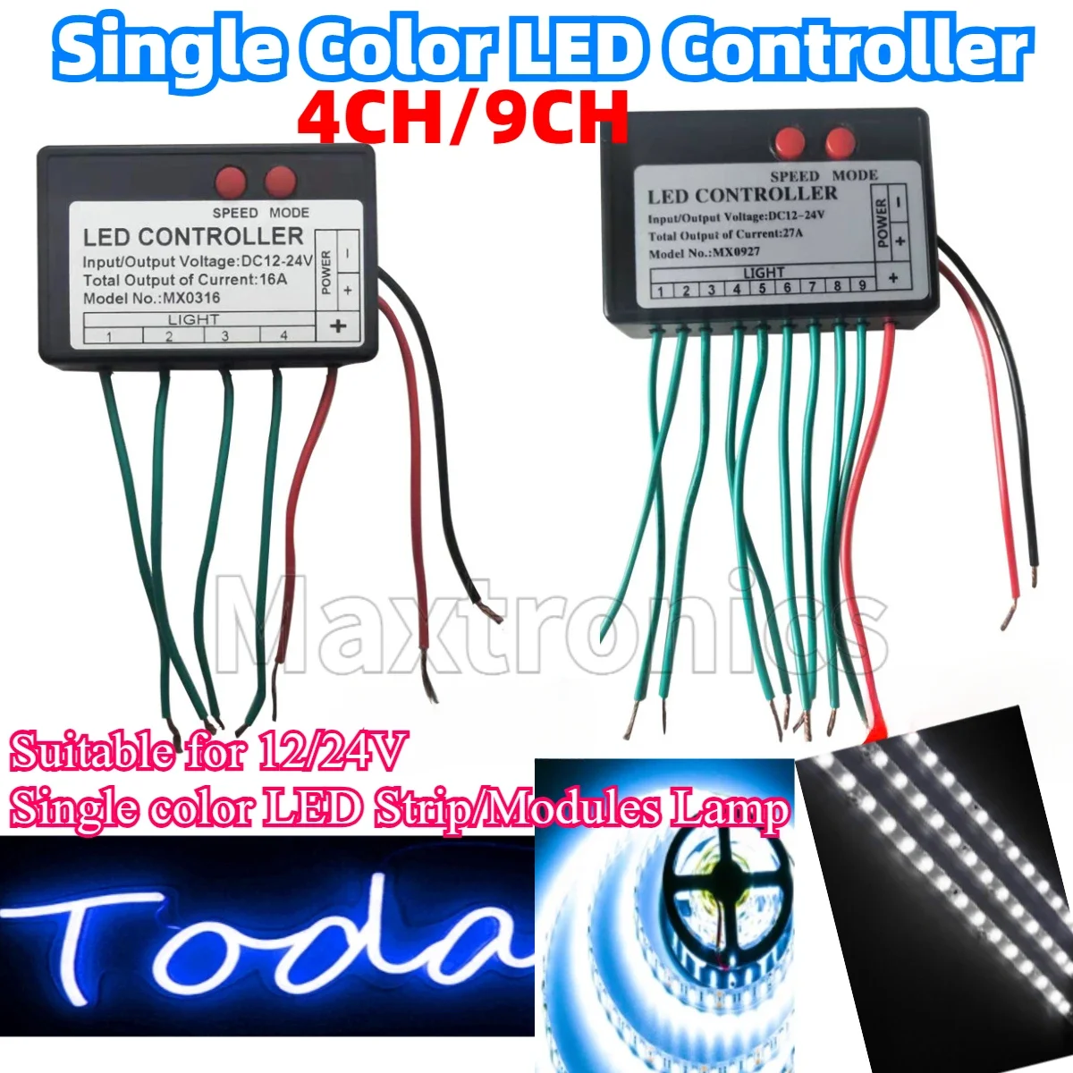 12 В/24 В, 4 канала, 9 каналов, одноцветная светодиодная лента, контроллер света, взрыв воды, вспышка, знак лошади, светящееся слово, открытый переключатель светового короба
12 В/24 В, 4 канала, 9 каналов, одноцветная светодиодная лента, контроллер света, взрыв воды, вспышка, знак лошади, светящееся слово, открытый переключатель светового короба