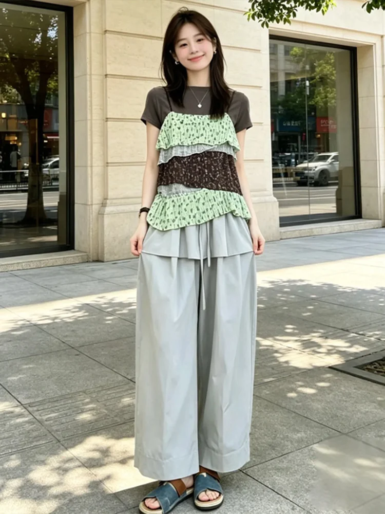 Summer Floral Halter Neck Top Short Sleeve T-Shirt Wide Leg Pants Three Piece Set Women's Layering Casual Breathable Clothing
Summer Floral Halter Neck Top Short Sleeve T-Shirt Wide Leg Pants Three Piece Set Women's Layering Casual Breathable Clothing