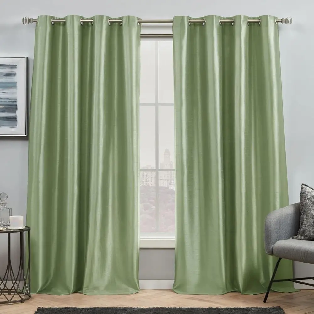 Chatra Faux Silk Grommet Top Curtain Panel Pair, 54"x96", Sage
Chatra Faux Silk Grommet Top Curtain Panel Pair, 54"x96", Sage