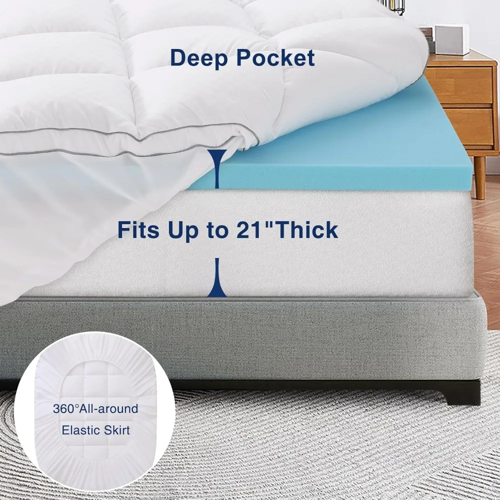 Dual-Layer 4 Inch Full Size Memory Foam Mattress Topper for Back Pain, 2 Inch Gel Memory Foam Topper, Deep Elastic Pocket, White
Dual-Layer 4 Inch Full Size Memory Foam Mattress Topper for Back Pain, 2 Inch Gel Memory Foam Topper, Deep Elastic Pocket, White