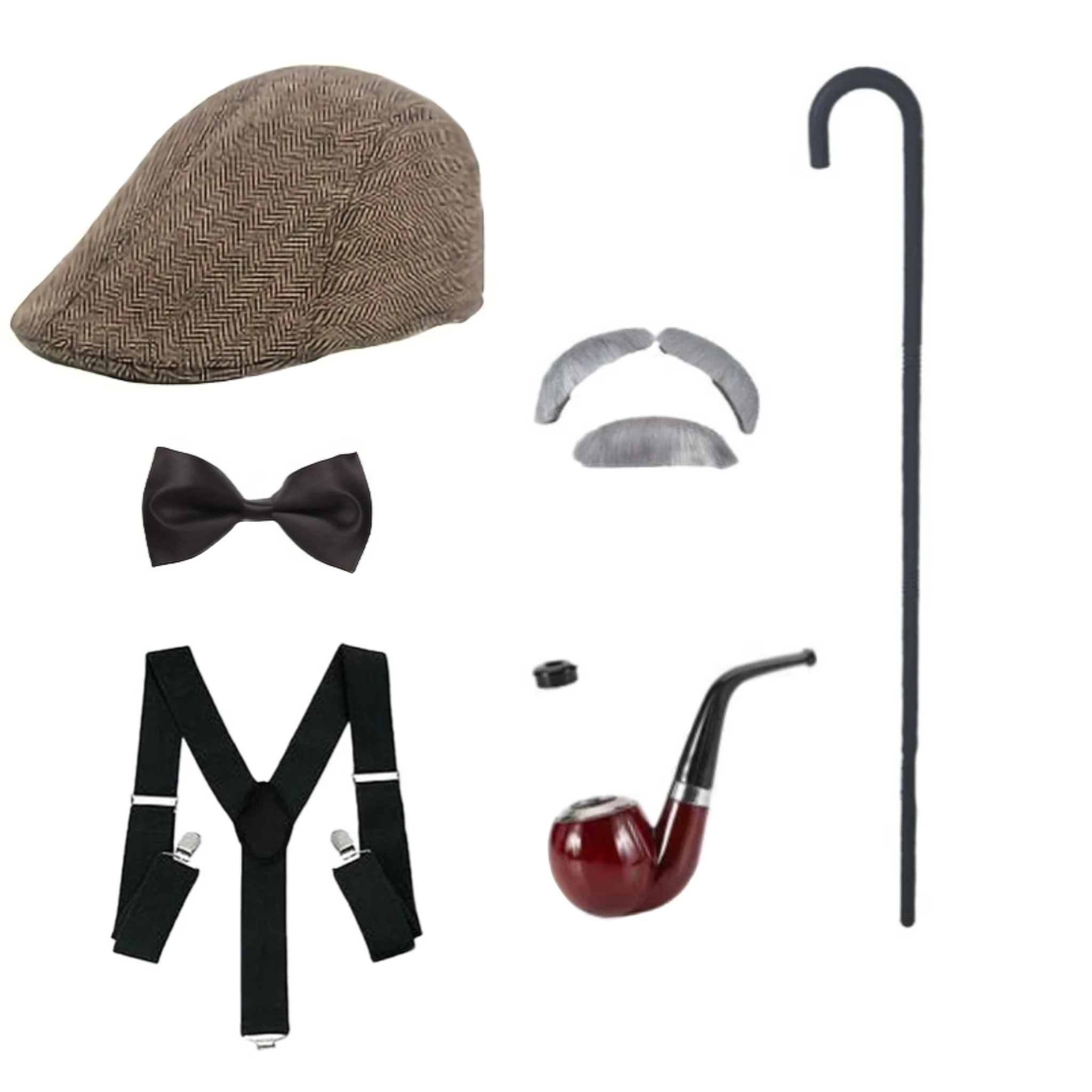 PESENAR «Винтажные британские джентльменские аксессуары: кепки газетчика, трубы и трости, идеально подходят для классических тематических мероприятий».
PESENAR «Винтажные британские джентльменские аксессуары: кепки газетчика, трубы и трости, идеально подходят для классических тематических мероприятий».