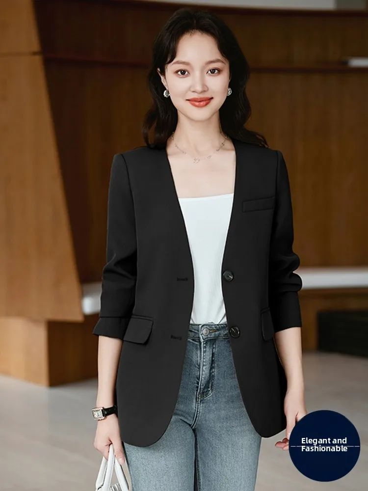 Women's Neckless Suit Jacket 2026 New Spring Autumn High-End Feeling Street Style Top Trendy Small Size Western Clothes
Women's Neckless Suit Jacket 2026 New Spring Autumn High-End Feeling Street Style Top Trendy Small Size Western Clothes