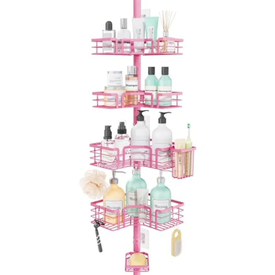 Shower Caddy Tension Pole - 4-Tier Corner Shower Organizer Tension Rod with Soap Holder Toothbrush Holder and 4 Hooks Adjustabl
Shower Caddy Tension Pole - 4-Tier Corner Shower Organizer Tension Rod with Soap Holder Toothbrush Holder and 4 Hooks Adjustabl