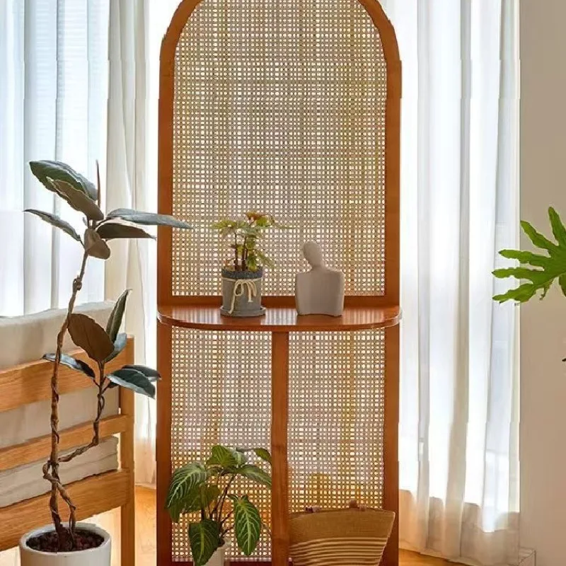 French medium and retro rattan solid wood seat screen home partition living room storage
French medium and retro rattan solid wood seat screen home partition living room storage
