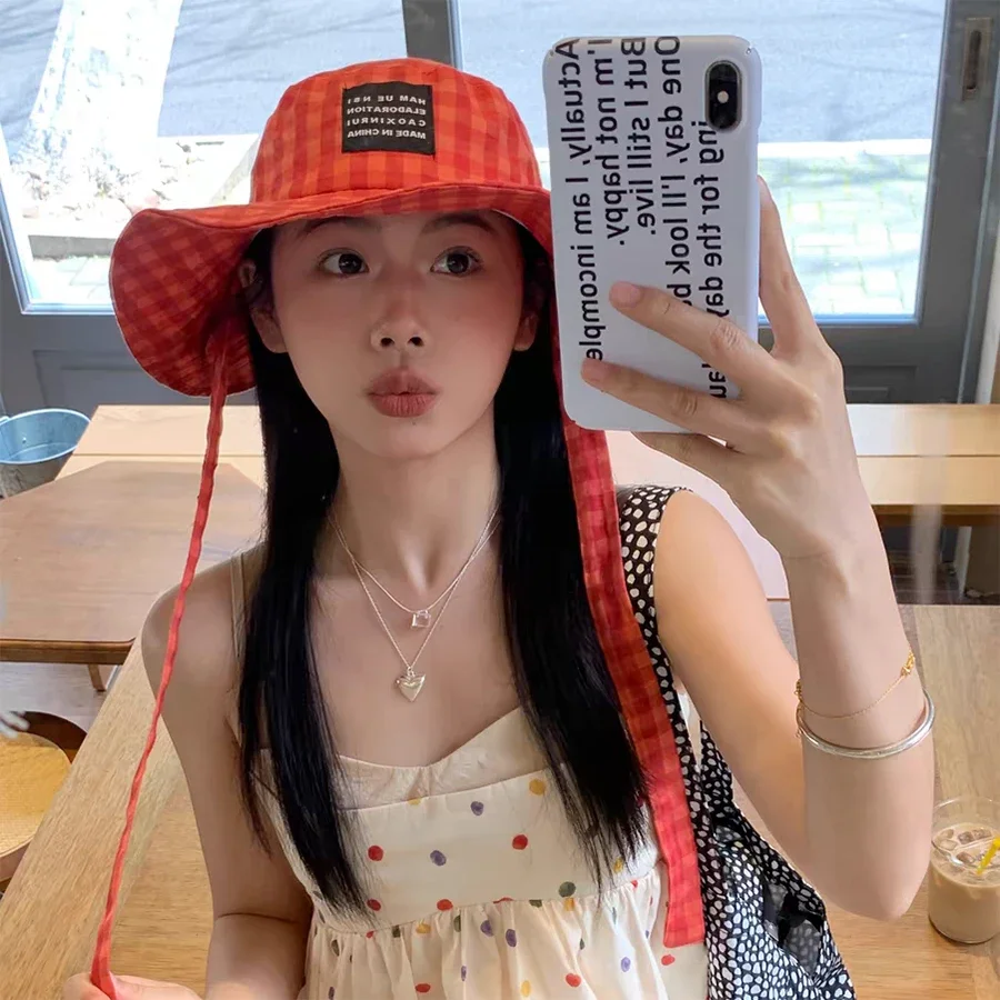 Korean Plaid Lace Up Bucket Hat Summer UV Sunscreen Beach Cap Ins Wide Brim Ins Popular Fisherman's Hat Summer Accessories
Korean Plaid Lace Up Bucket Hat Summer UV Sunscreen Beach Cap Ins Wide Brim Ins Popular Fisherman's Hat Summer Accessories