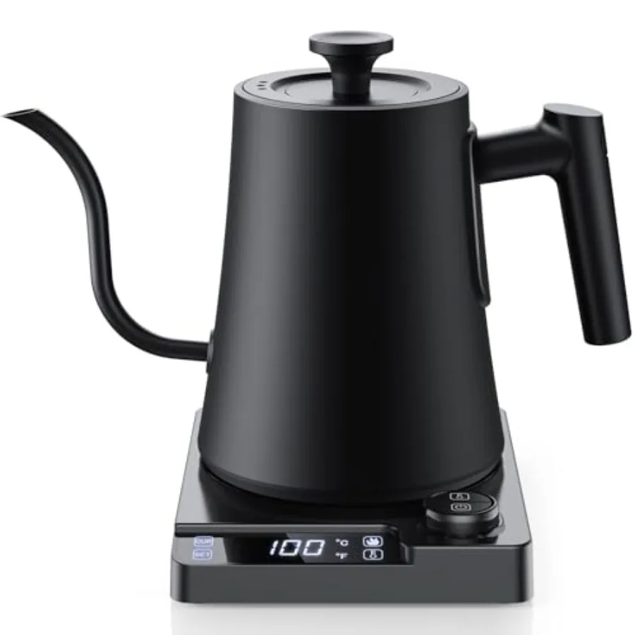 Электрический чайник с гибким изливом из нержавеющей стали 304, 1,0 л, 1200 Вт, с 1 точным режимом контроля температуры для заваривания кофе методом пуровер и быстрого кипячения
Электрический чайник с гибким изливом из нержавеющей стали 304, 1,0 л, 1200 Вт, с 1 точным режимом контроля температуры для заваривания кофе методом пуровер и быстрого кипячения