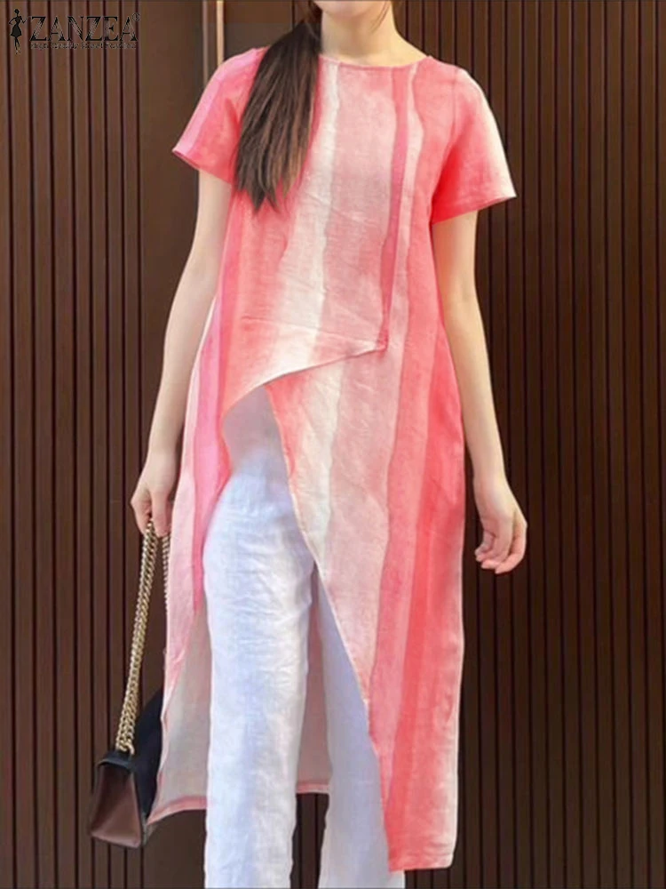 ZANZEA Women Long Blouse Asymmetrical Tops 2025 Bohemian Printed Blusas Stripes Short Sleeve Summer Tunic Casual O-Neck Pullover
ZANZEA Women Long Blouse Asymmetrical Tops 2025 Bohemian Printed Blusas Stripes Short Sleeve Summer Tunic Casual O-Neck Pullover