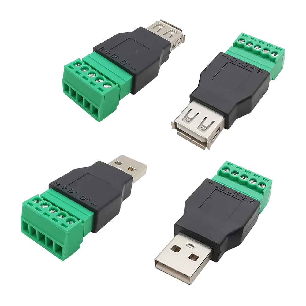 USB 2.0 Male Female Screw Terminals Adapter 3.5mm Pitch 5 Pin USB 2.0 Type A Plug Jack Screw Terminal Block Connector 15EDG
USB 2.0 Male Female Screw Terminals Adapter 3.5mm Pitch 5 Pin USB 2.0 Type A Plug Jack Screw Terminal Block Connector 15EDG