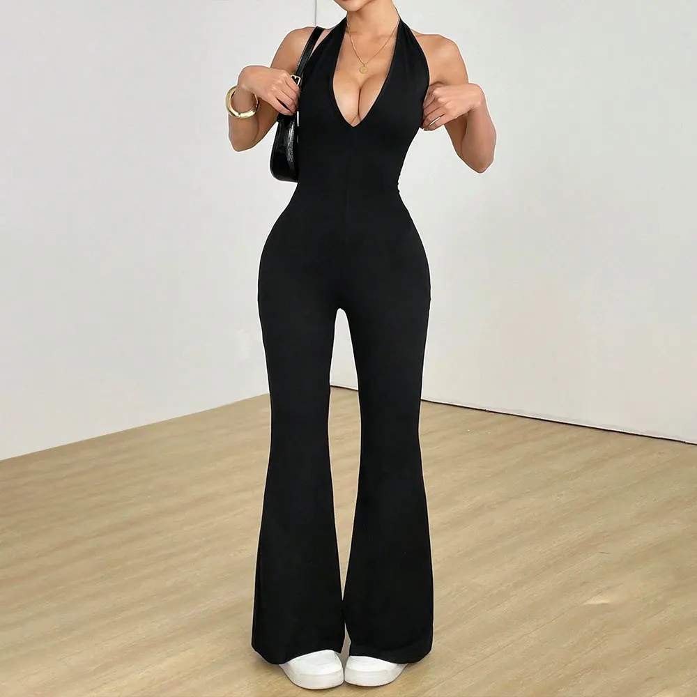 Sleeveless Halter V-Neck Tight Jumpsuit Slim Summer New One Piece Suit Hip Exercise Fitness Flare Pant Croped Tank Tops Jumpsuit
Sleeveless Halter V-Neck Tight Jumpsuit Slim Summer New One Piece Suit Hip Exercise Fitness Flare Pant Croped Tank Tops Jumpsuit