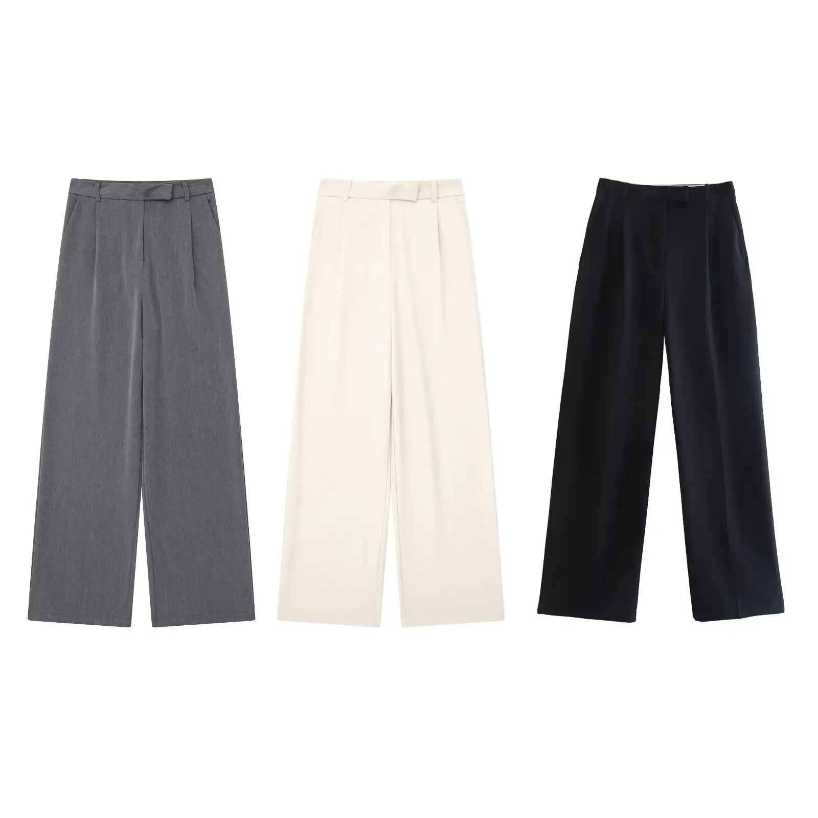 Women's new Fashion side pocket decoration loose casual versatile pleated wide leg pants retro high waisted zipper women's pants
Women's new Fashion side pocket decoration loose casual versatile pleated wide leg pants retro high waisted zipper women's pants