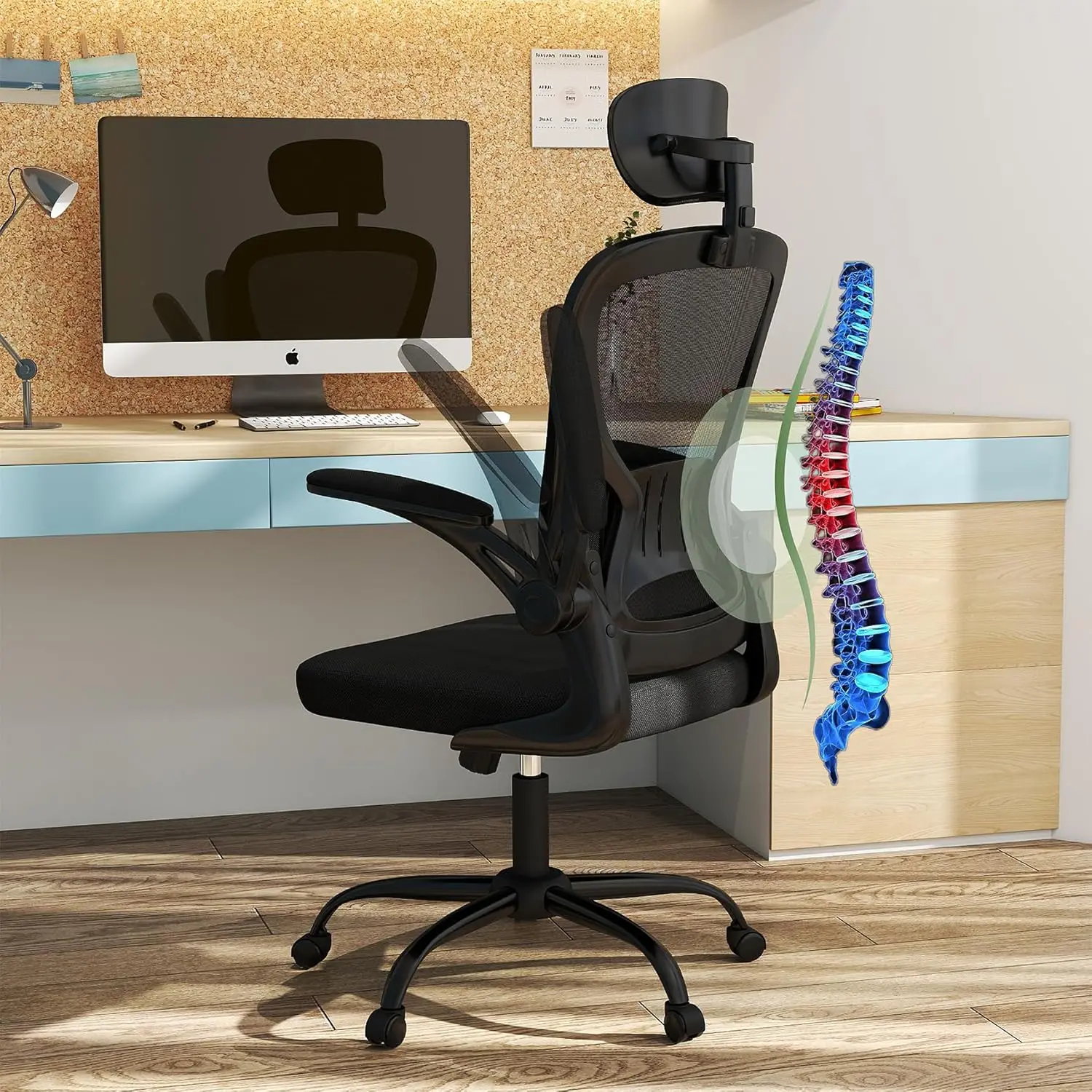 Ergonomic Office Chair with Adjustable Headrest & Lumbar Support, Computer Desk Chair with Flip-Up Armrests for Home Office
Ergonomic Office Chair with Adjustable Headrest & Lumbar Support, Computer Desk Chair with Flip-Up Armrests for Home Office
