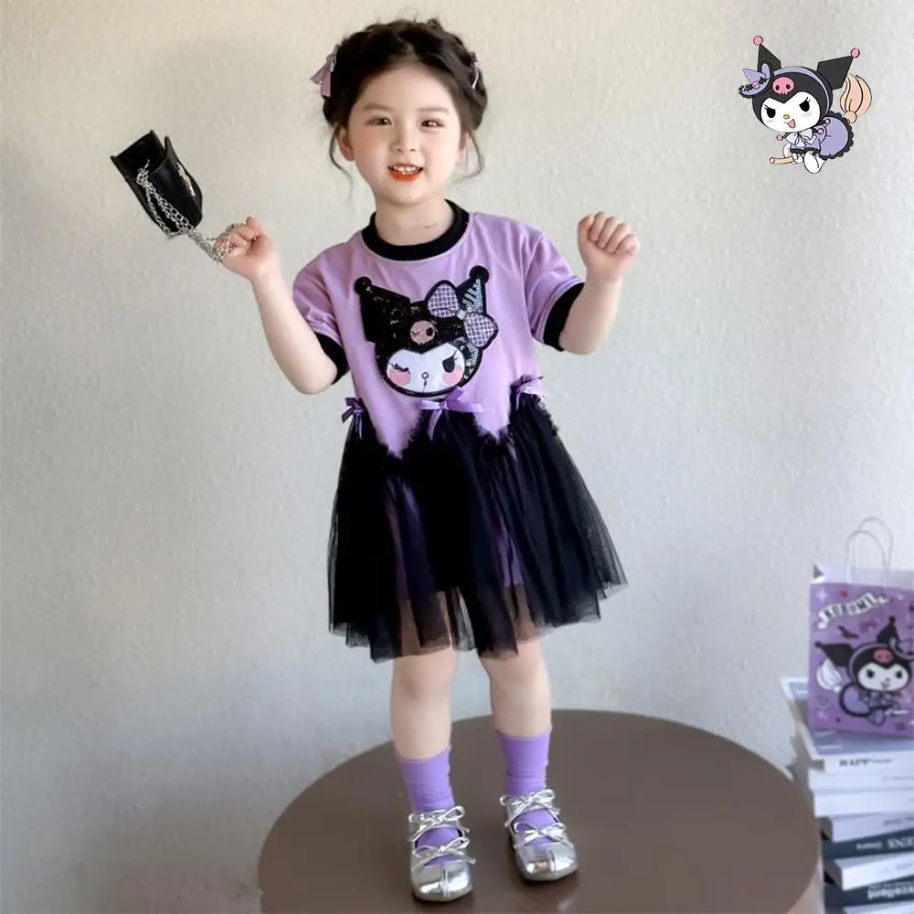 Kawaii детское платье с короткими рукавами для девочек, весенне-осенняя юбка Sanrio с милым бантом и рисунком Куроми, модная юбка принцессы с блестками
Kawaii детское платье с короткими рукавами для девочек, весенне-осенняя юбка Sanrio с милым бантом и рисунком Куроми, модная юбка принцессы с блестками