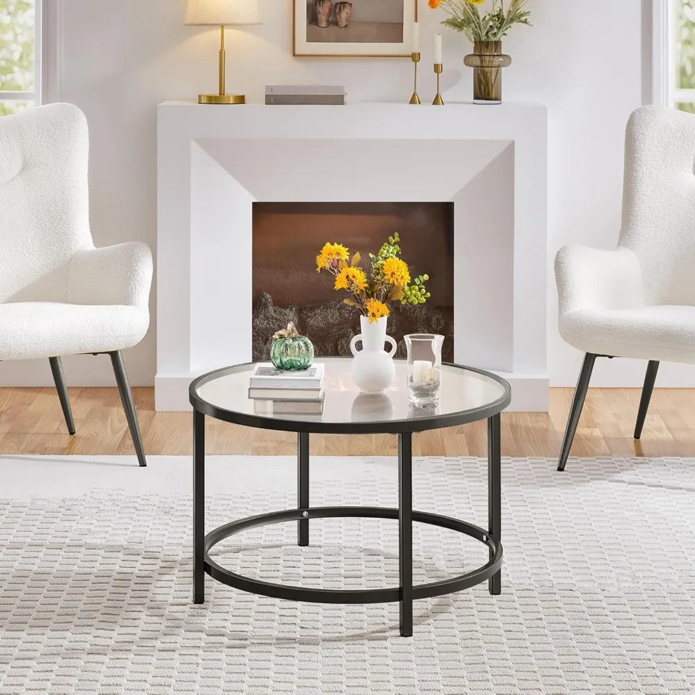 27.6" Round Glass Coee Table, Small Coee Table or Living Room,Black Circle Coee Tables Center Tables with Glass Top, Oice & Apar
27.6" Round Glass Coee Table, Small Coee Table or Living Room,Black Circle Coee Tables Center Tables with Glass Top, Oice & Apar