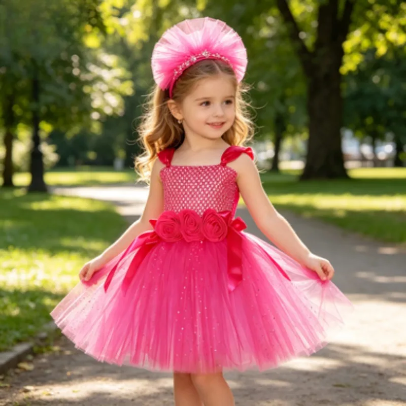 Pink Butterfly Outfit for Toddler Girls, Sparkling Flower Tutu Dress with Headband, Kids' Costume for Halloween Themed Parties
Pink Butterfly Outfit for Toddler Girls, Sparkling Flower Tutu Dress with Headband, Kids' Costume for Halloween Themed Parties