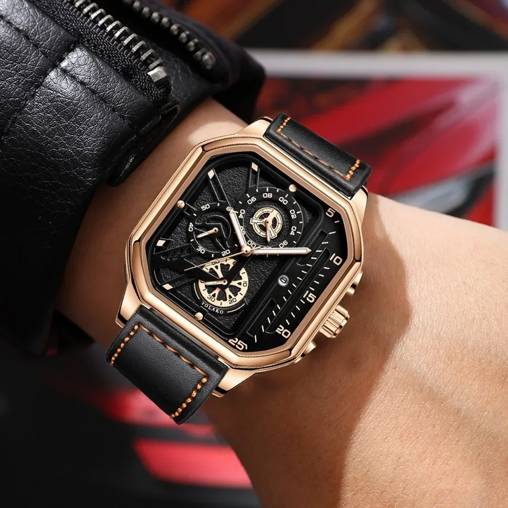 New Men Quartz Watches Alloy Dial Business Men Watch PU Leather Strap Big Dial Square Sports Watch Cool Black Wristwatch for Man
New Men Quartz Watches Alloy Dial Business Men Watch PU Leather Strap Big Dial Square Sports Watch Cool Black Wristwatch for Man