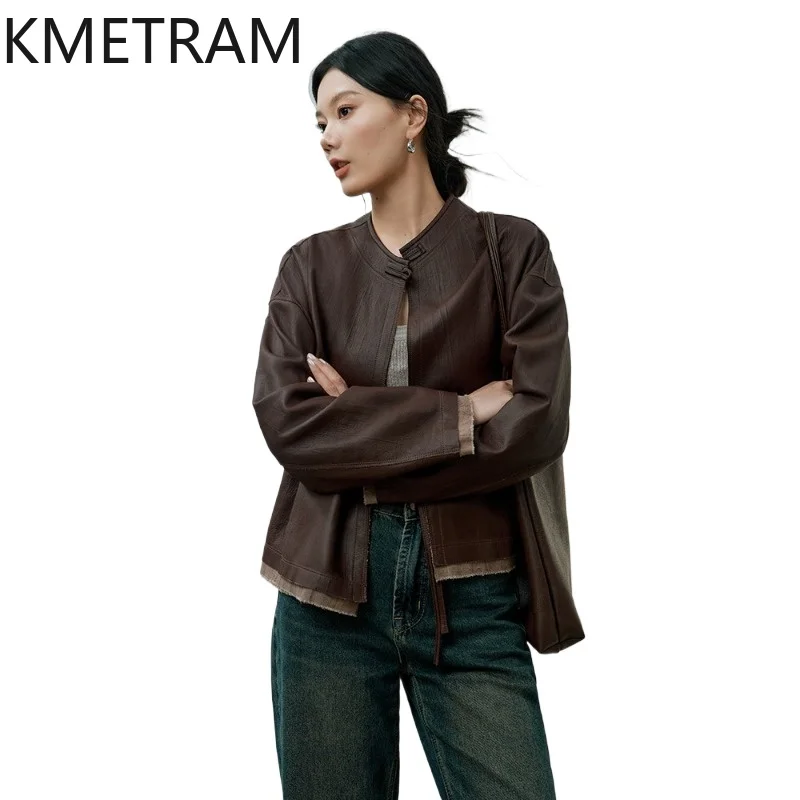 KMETRAM Genuine Sheepskin Leather Jacket Woman New Chinese Style Short Coat Retro O-Neck Leather Jackets Women Clothes 2026 가죽자켓
KMETRAM Genuine Sheepskin Leather Jacket Woman New Chinese Style Short Coat Retro O-Neck Leather Jackets Women Clothes 2026 가죽자켓
