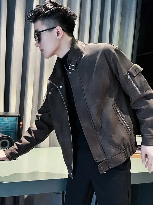 Casual American Bad Boy Style Streetwear Leather Jacket Men's Motorcycle PU Leather Jacket Spring Autumn New High-End Feelings
Casual American Bad Boy Style Streetwear Leather Jacket Men's Motorcycle PU Leather Jacket Spring Autumn New High-End Feelings