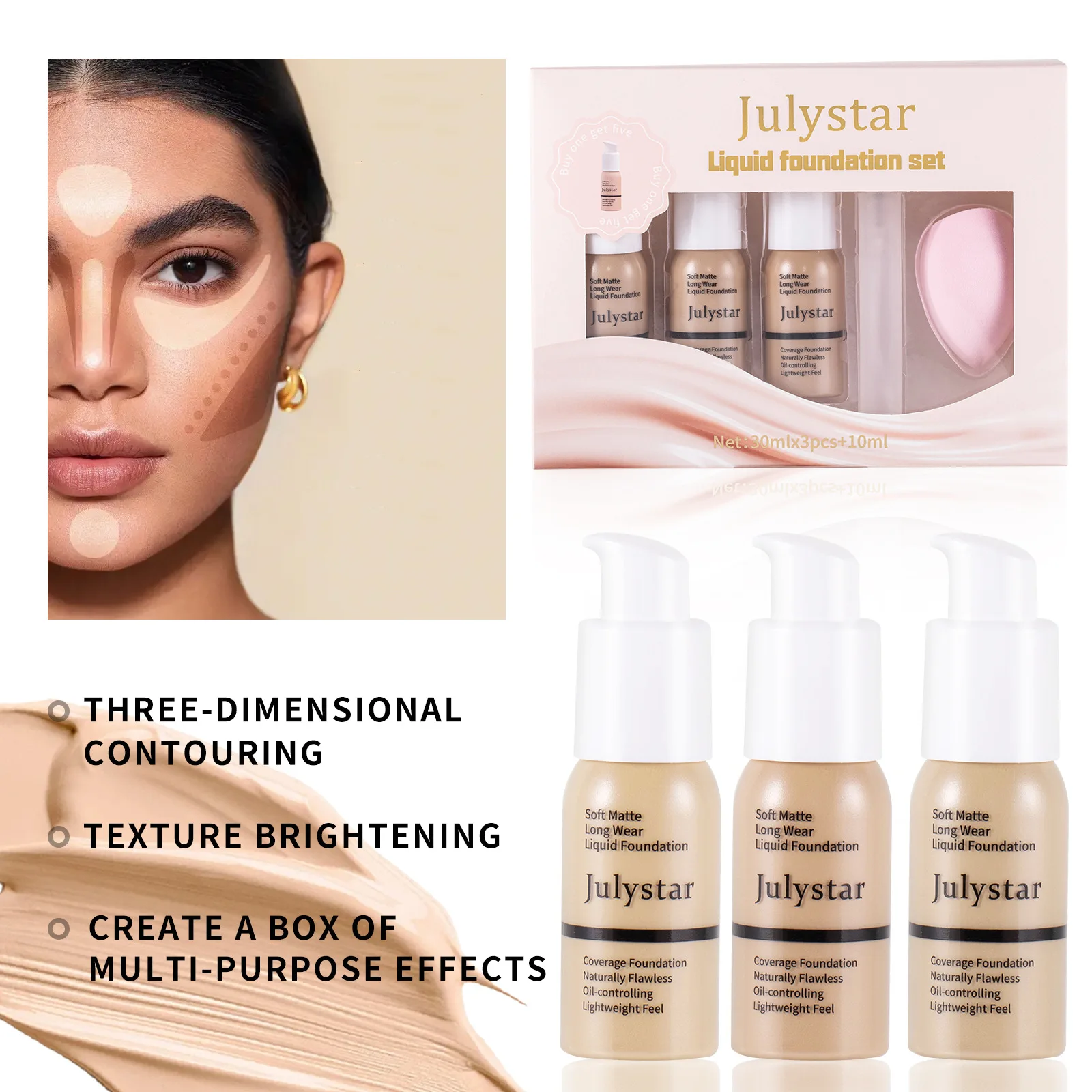 Julystar Concealer Lasting Setting Without Taking Off Makeup Foundation Facial Natural Moisturizing Moisturizing Foundation Set
Julystar Concealer Lasting Setting Without Taking Off Makeup Foundation Facial Natural Moisturizing Moisturizing Foundation Set