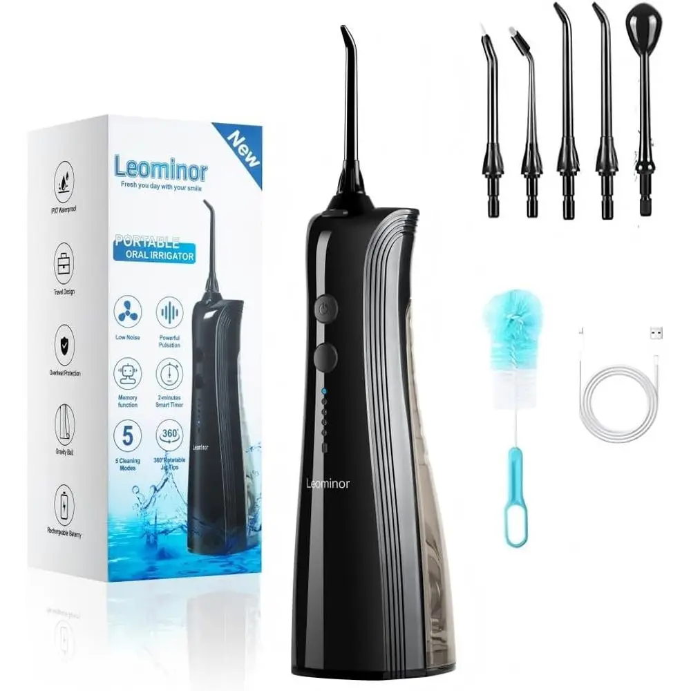 Portable Rechargeable Oral Irrigator with Detachable Tank for Professional Cleaning at Home or Travel (Black)
Portable Rechargeable Oral Irrigator with Detachable Tank for Professional Cleaning at Home or Travel (Black)