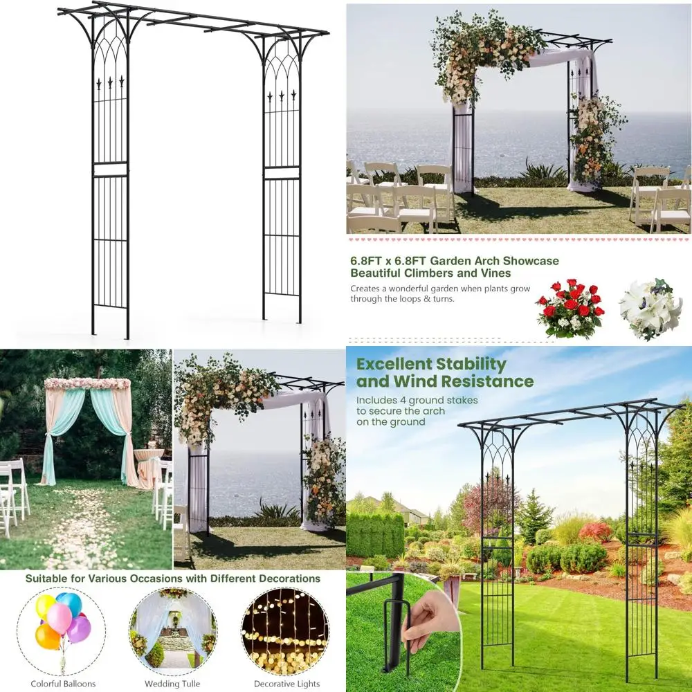 Металлическая садовая арка для свадеб и вечеринок, решетка для вьющихся растений, беседка со стальной рамой для роз и лоз
Металлическая садовая арка для свадеб и вечеринок, решетка для вьющихся растений, беседка со стальной рамой для роз и лоз