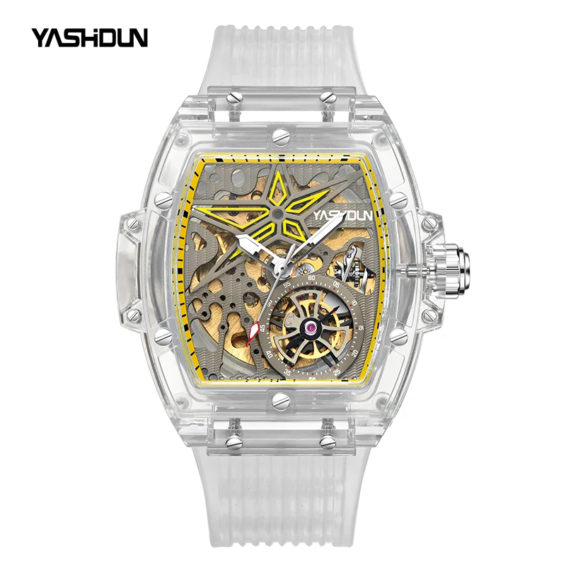 Watches Men Luxury Fashion Hollow Full Automatic Mechanical Watch for Men Silicone Strap Waterproof Sports Tourbillon Clock Mens
Watches Men Luxury Fashion Hollow Full Automatic Mechanical Watch for Men Silicone Strap Waterproof Sports Tourbillon Clock Mens