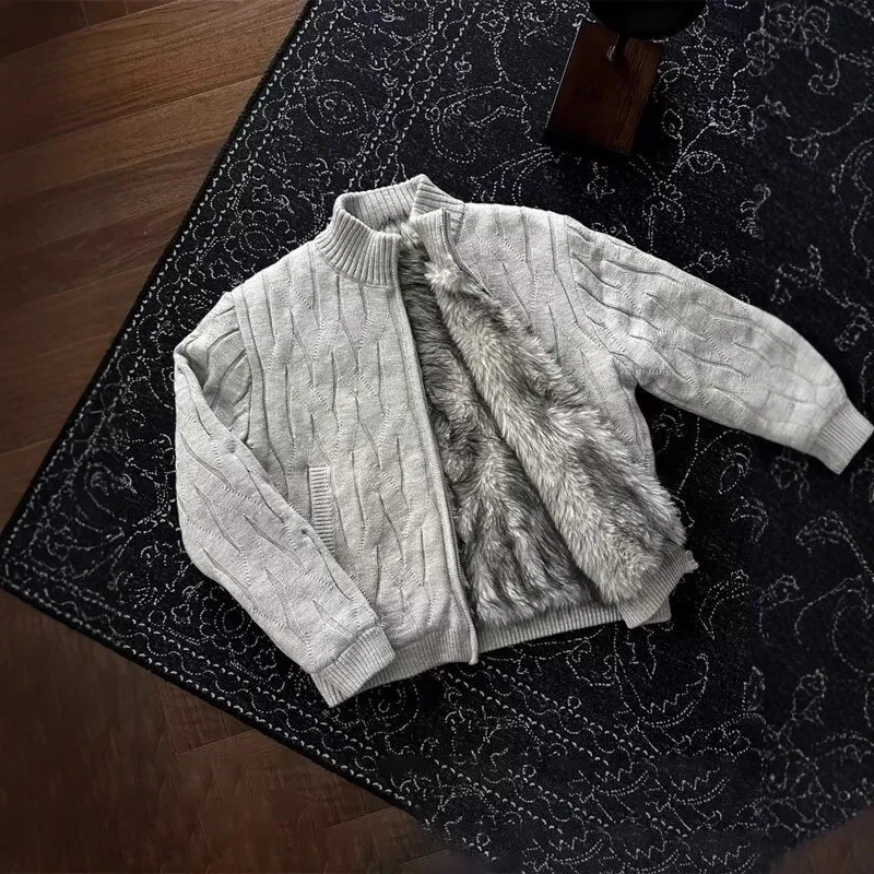 Men's Knitted Cardigan Sweater Autumn Winter Thiened Floing Wolf Fur Simulation Lazy Briti Sle Long Sve round Ne
Men's Knitted Cardigan Sweater Autumn Winter Thiened Floing Wolf Fur Simulation Lazy Briti Sle Long Sve round Ne