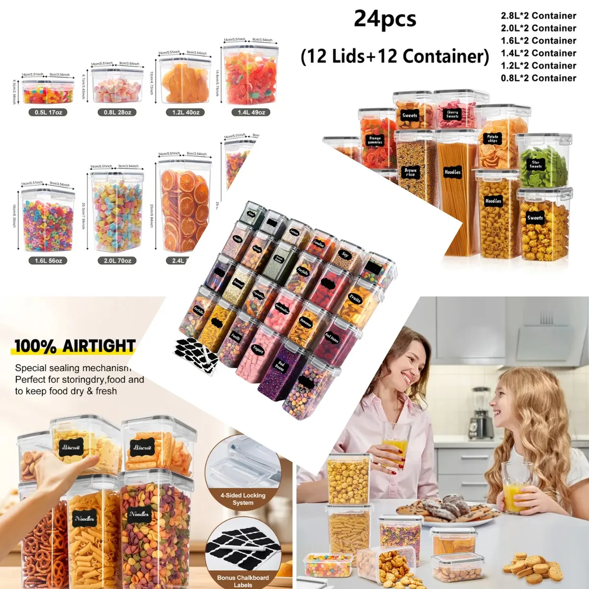 24/48pcs,Sealed food storage containers with LIDS - lunch boxes ideal for organizing and storing grains, rice, pasta, tea, nuts
24/48pcs,Sealed food storage containers with LIDS - lunch boxes ideal for organizing and storing grains, rice, pasta, tea, nuts