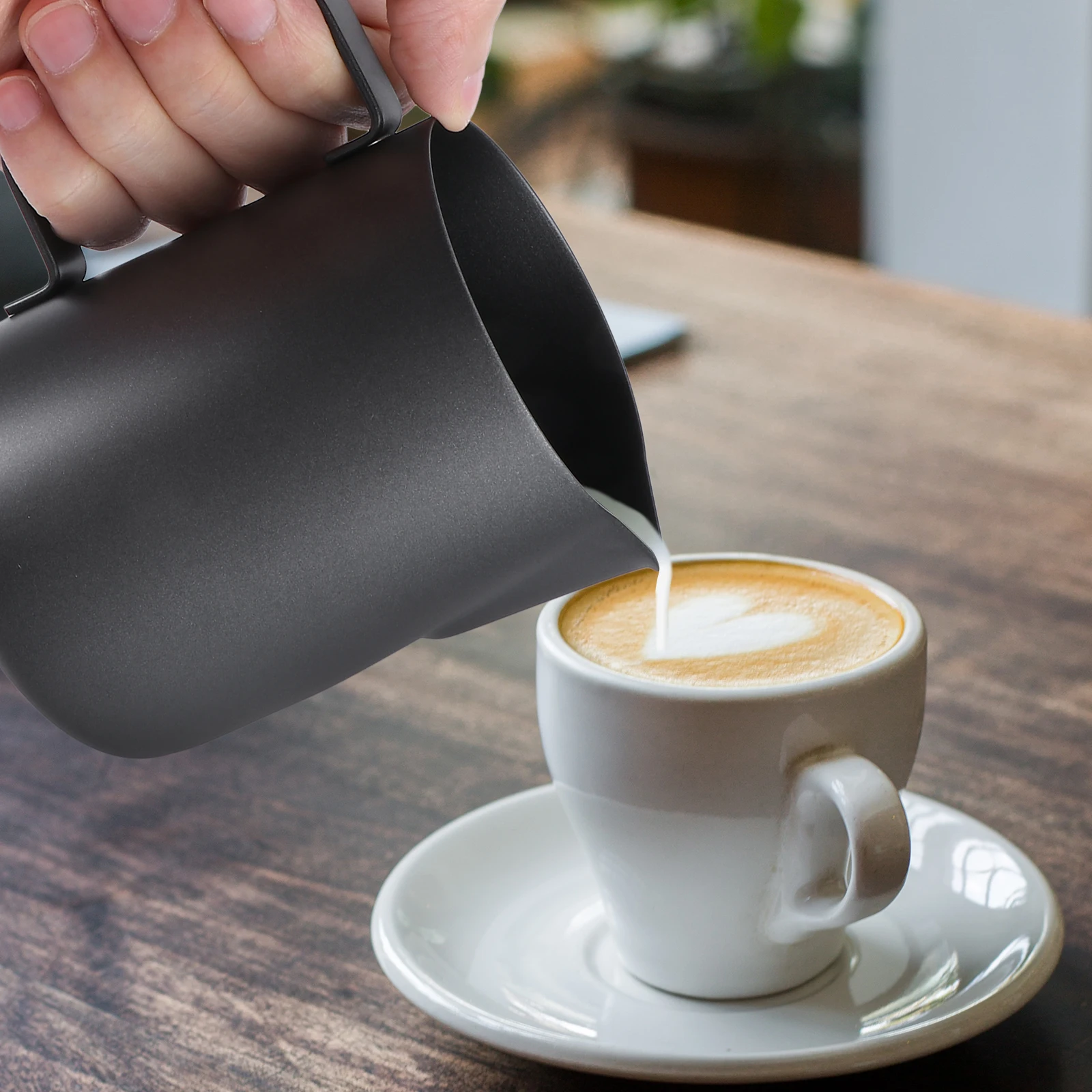 Stainless Steel Milk Frothing Pitcher Black Cappuccino Cups Latte Art Coffee Creamer Eco Fine Workmanship Grip Kitchen
Stainless Steel Milk Frothing Pitcher Black Cappuccino Cups Latte Art Coffee Creamer Eco Fine Workmanship Grip Kitchen