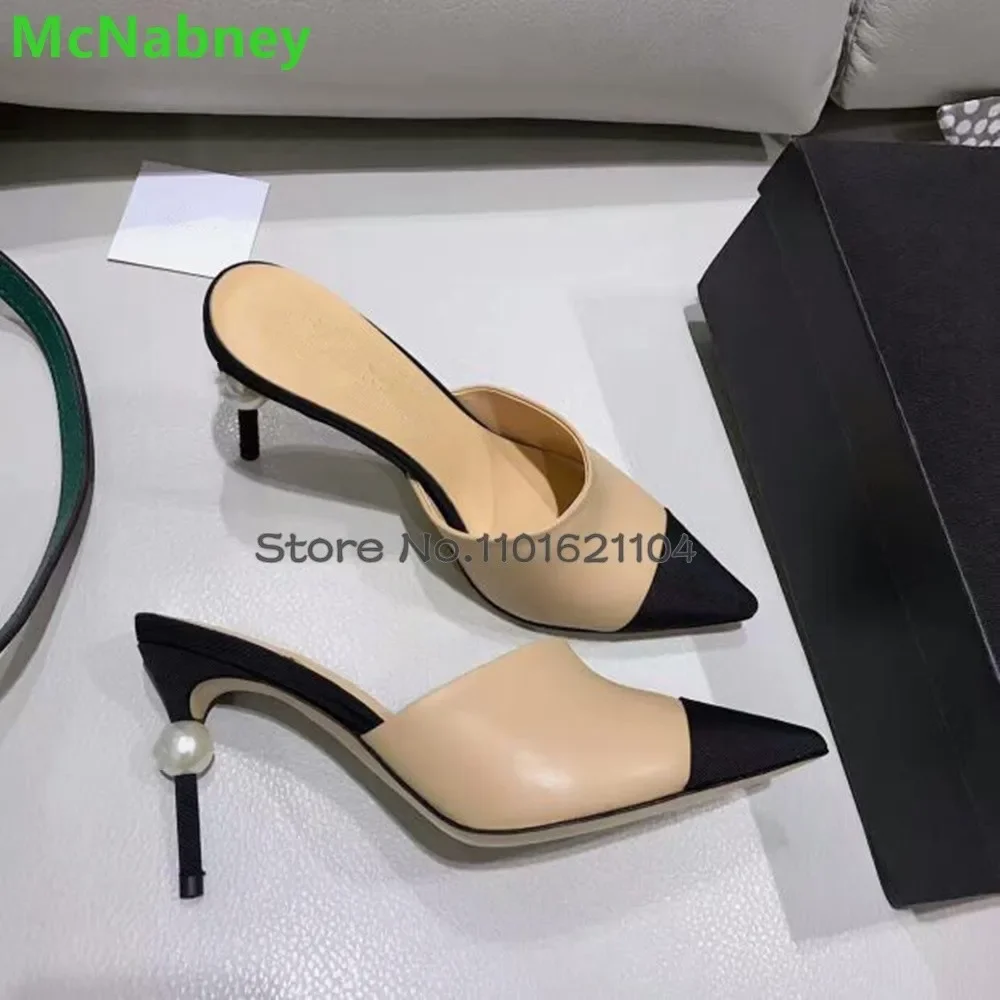Mixed Colors Thin High Heel Slippers For Female Women Pointed Toe Pearl Design Luxury Elegant Outisde Fashion All-match Shoes
Mixed Colors Thin High Heel Slippers For Female Women Pointed Toe Pearl Design Luxury Elegant Outisde Fashion All-match Shoes