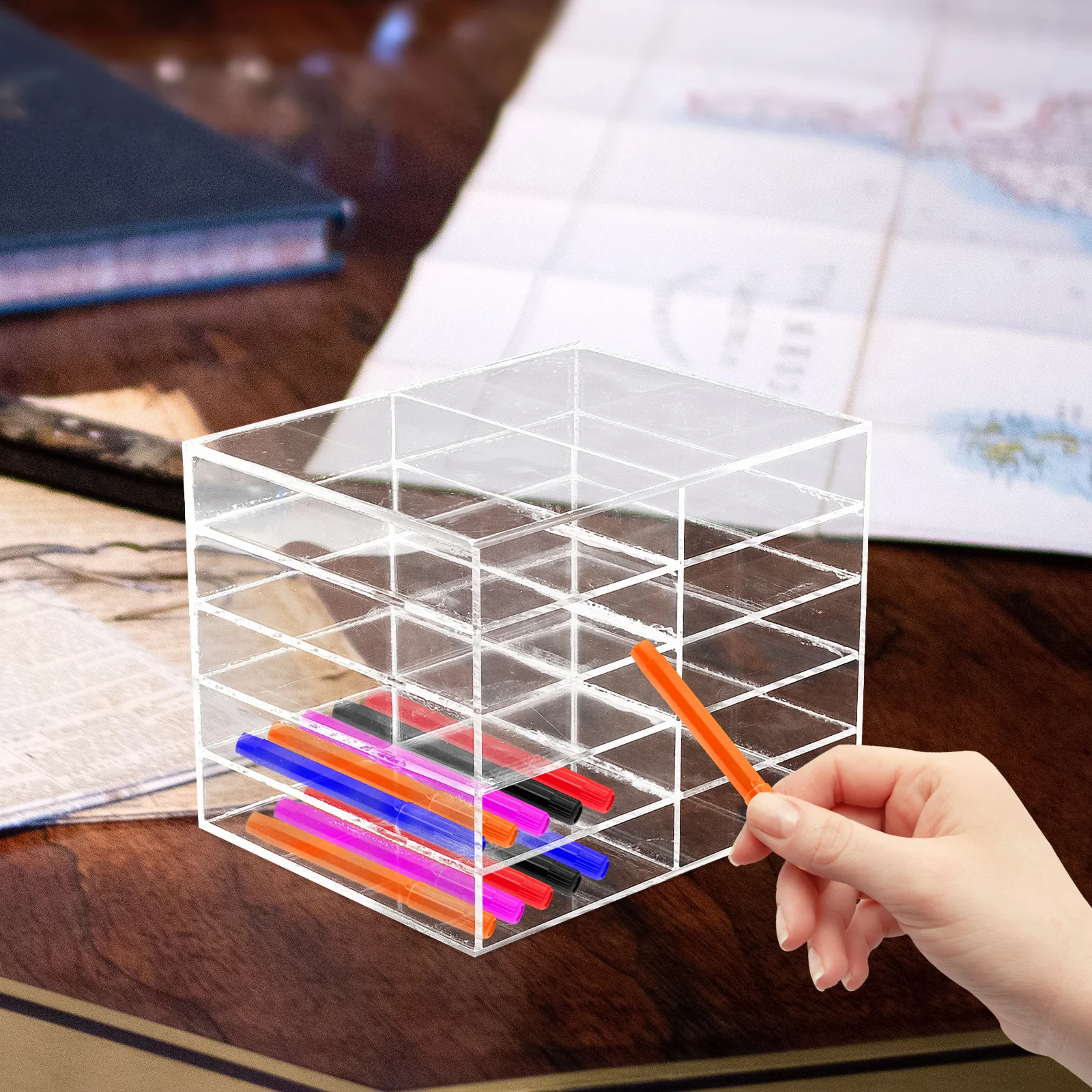 Acrylic Pen Holder Marker Organizer 2 Layers 5 Rows 10 Grids Storage 40 Pens Desk Student Office Supplies Multifunctional Stand
Acrylic Pen Holder Marker Organizer 2 Layers 5 Rows 10 Grids Storage 40 Pens Desk Student Office Supplies Multifunctional Stand