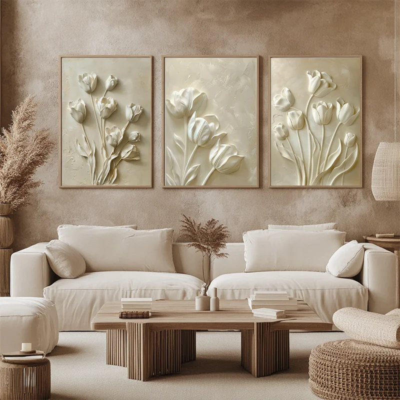 Modern Relief White Tulip Wall Art Decor Elegant Textured Flower Painting for Living Room Home Decor
Modern Relief White Tulip Wall Art Decor Elegant Textured Flower Painting for Living Room Home Decor