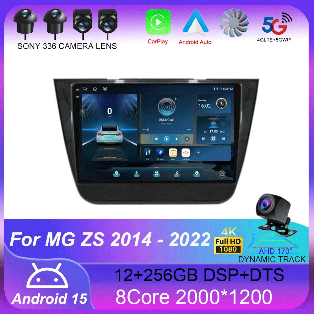 Android 15 Carplay For MG ZS 2014 - 2022 Car Radio Multimedia Video Player Stereo BT WIFI 4G+WIFI GPS Navigation DVD Head Unit