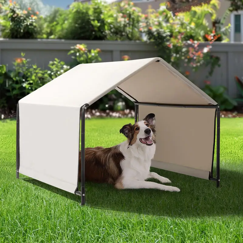 4*4*3.3FT Black Iron Pipe PVC Coated Polyester Tarpaulin, Waterproof and UV Resistant, Off-white, Pet Tent. Tarpaulin Bottom Is Sewn, Top Has Velcro Closure.
4*4*3.3FT Black Iron Pipe PVC Coated Polyester Tarpaulin, Waterproof and UV Resistant, Off-white, Pet Tent. Tarpaulin Bottom Is Sewn, Top Has Velcro Closure.