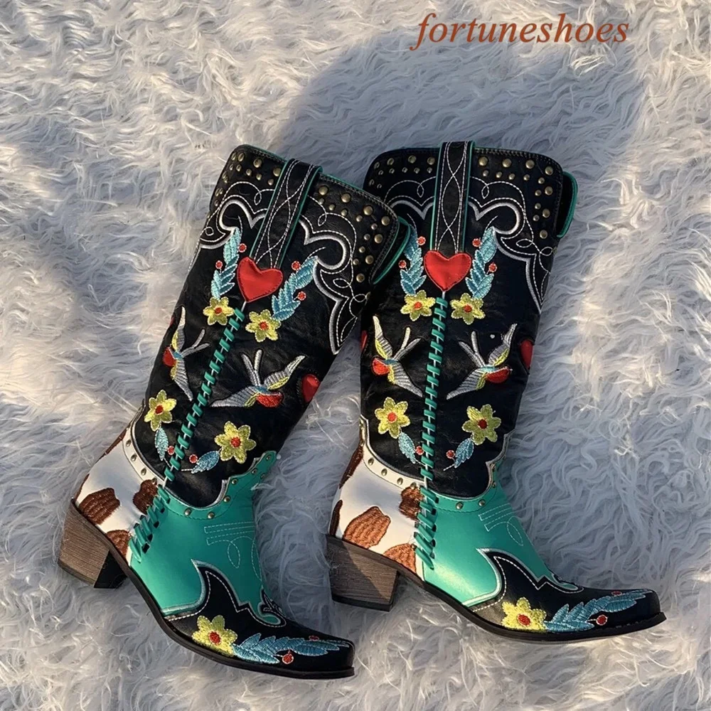Chunky Heel Pointed Toe Women Boots Embroidered Print Mid Calf 2024 Newest Mixed Color Boots Fashion Casual Spring/autumn Boots
Chunky Heel Pointed Toe Women Boots Embroidered Print Mid Calf 2024 Newest Mixed Color Boots Fashion Casual Spring/autumn Boots