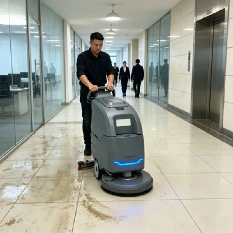 Battery Powered Automatic Walk-behind Floor Scrubber Designed for Daily Maintenance of Ceramic Tile Floors in Office Buildings
Battery Powered Automatic Walk-behind Floor Scrubber Designed for Daily Maintenance of Ceramic Tile Floors in Office Buildings