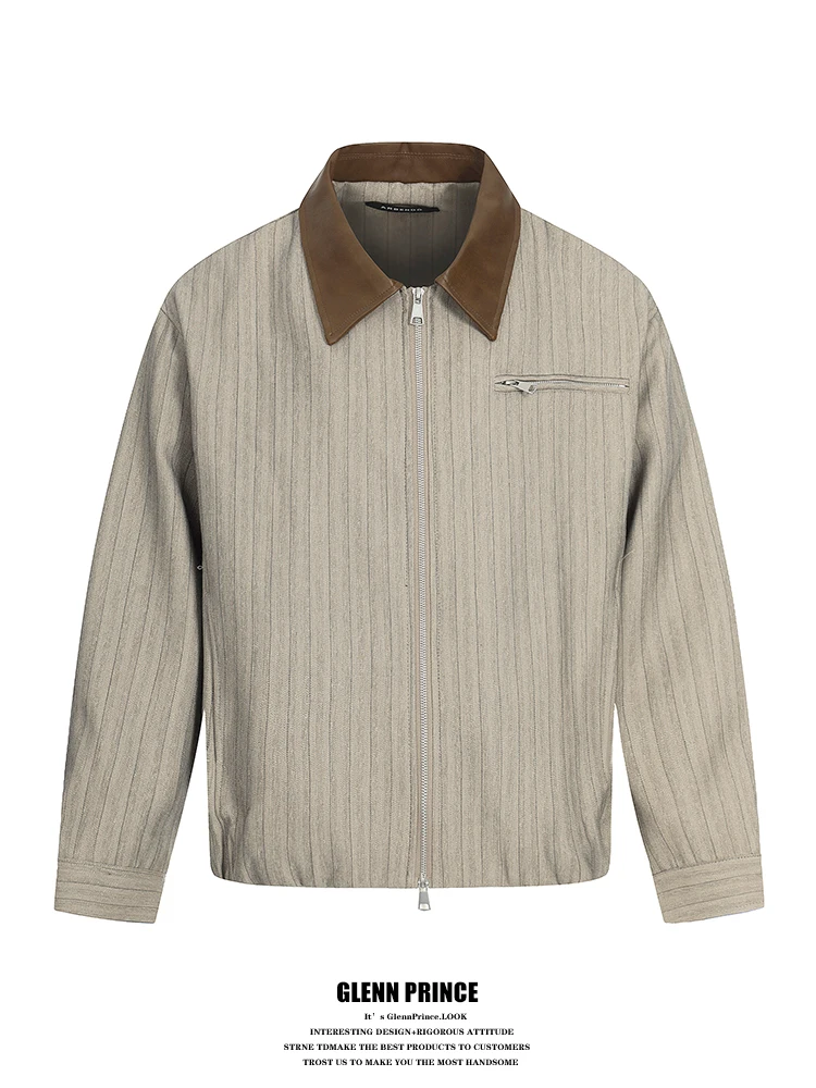 American Retro PU Leather Jaet with Vertical Stripes ex Spring Boxy ort Wide Sle Youthful ular Loose Fit Coat
American Retro PU Leather Jaet with Vertical Stripes ex Spring Boxy ort Wide Sle Youthful ular Loose Fit Coat