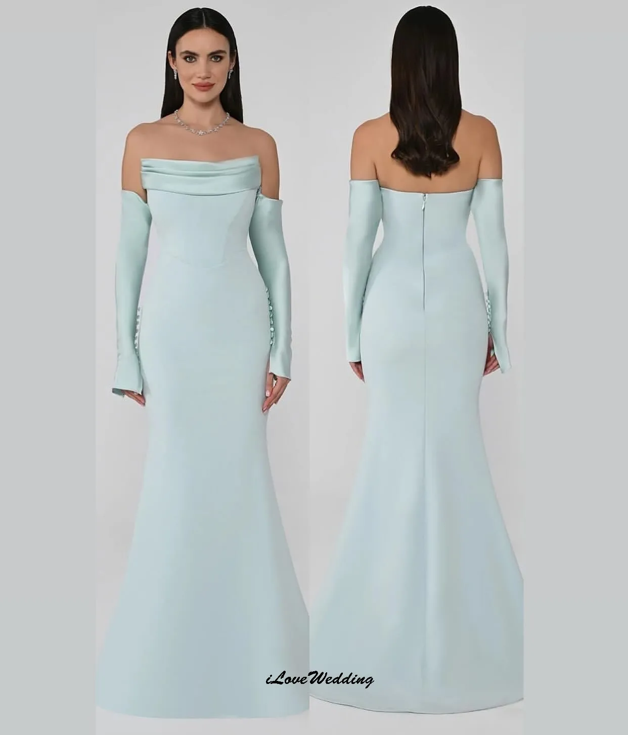 Bridesmaid Dress 2025 Sky Blue Wedding Party Dress For Woman Guest Strapless Satin Mermaid Open Back Elegant Boat Neck Custom
Bridesmaid Dress 2025 Sky Blue Wedding Party Dress For Woman Guest Strapless Satin Mermaid Open Back Elegant Boat Neck Custom