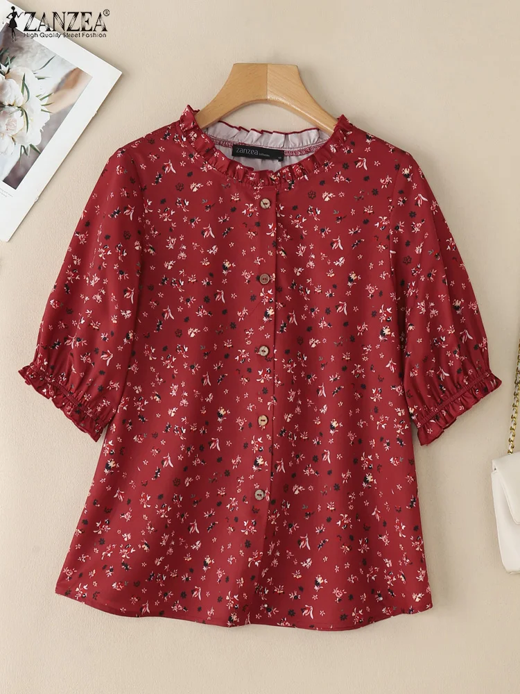 ZANZEA Womens Summer Chemise Femme Ruffled O-Neck Short Puff Sleeve Lightweight Vintage Blouses Button Up Floral Printing Shirts
ZANZEA Womens Summer Chemise Femme Ruffled O-Neck Short Puff Sleeve Lightweight Vintage Blouses Button Up Floral Printing Shirts