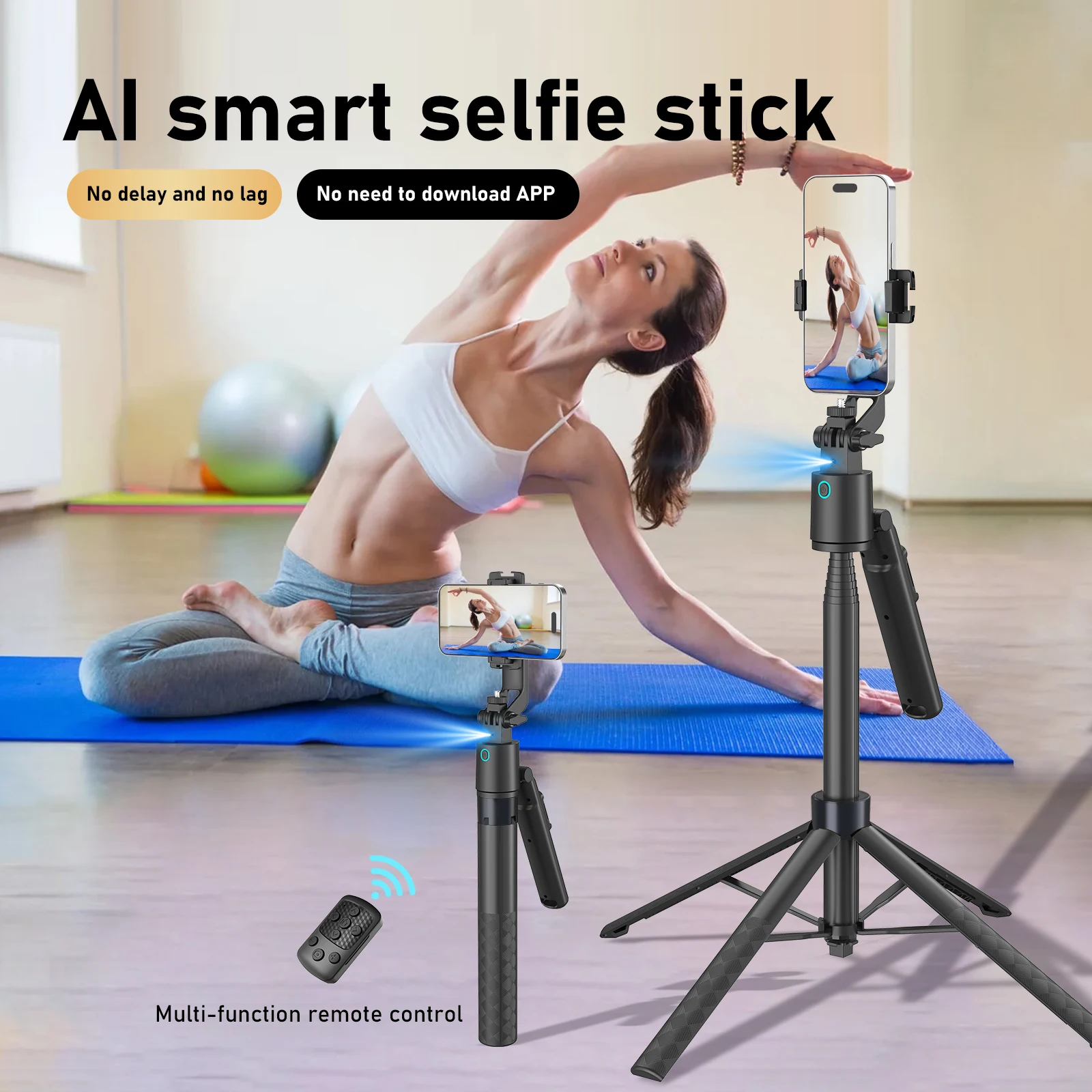 1.8M AI Smart Selfie Stick Tripod, Auto Face Tracking, Gesture Control, Bluetooth Remote, Fill Light, Portable Phone Stabilizer
1.8M AI Smart Selfie Stick Tripod, Auto Face Tracking, Gesture Control, Bluetooth Remote, Fill Light, Portable Phone Stabilizer